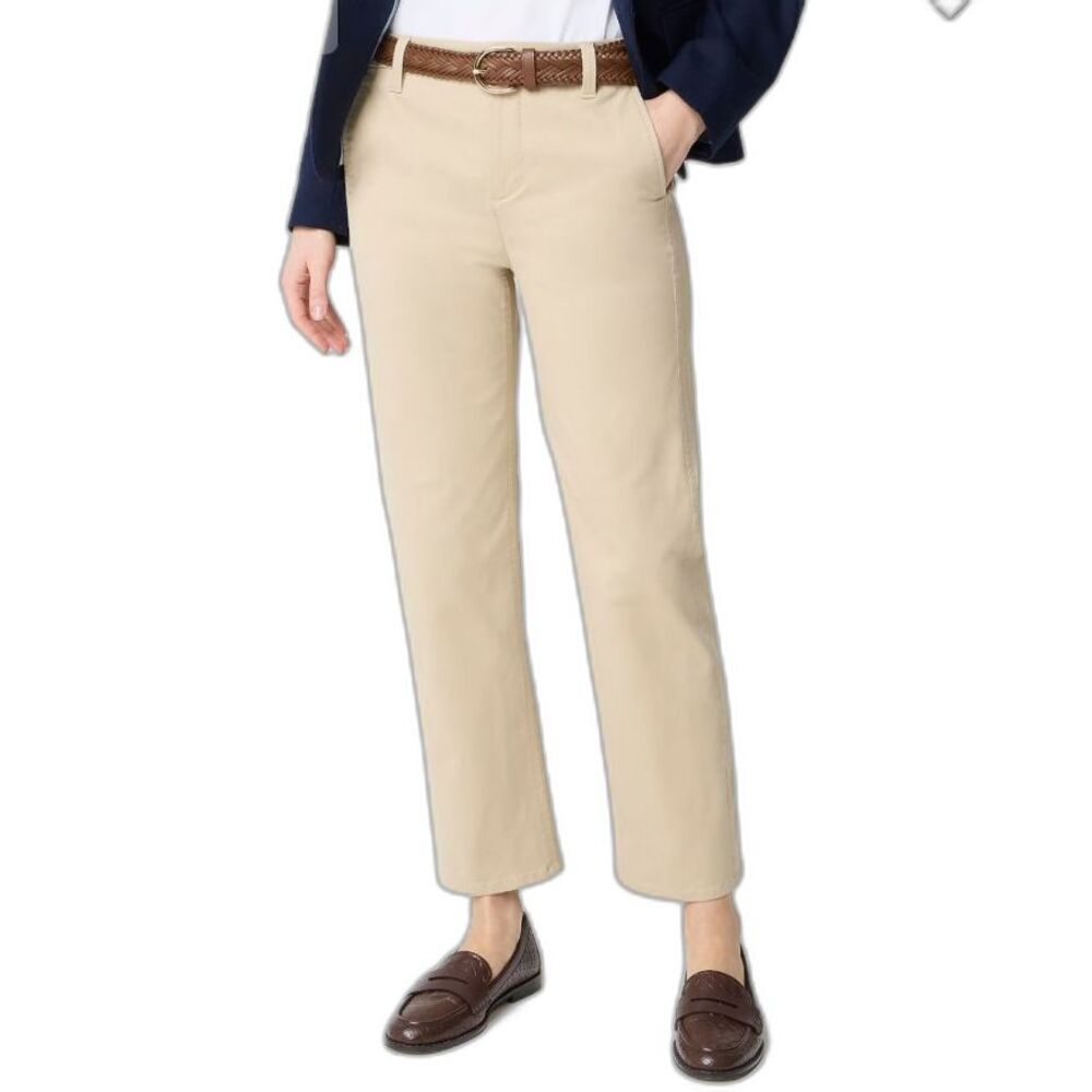 J. Crew Womens Tan Stretch Twill Mid-Rise Straight Leg Crop Chino Pants 8-Tall